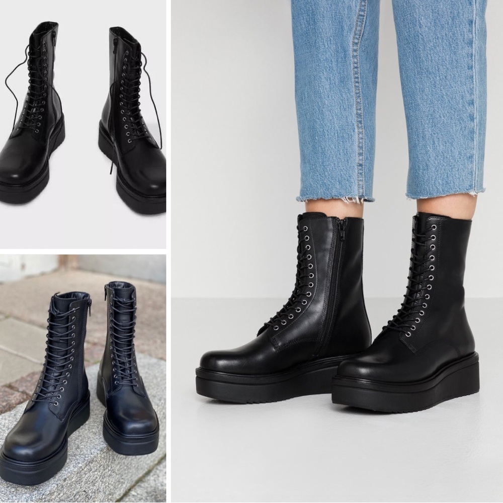Vagabond Tara genuine leather lace up chunky platform wedge boots 🖤 US 8 - 8.5